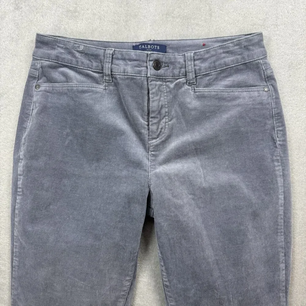High Rise Straight Leg Velveteen Pant Solid Women’s 8P Grey Office Casual
